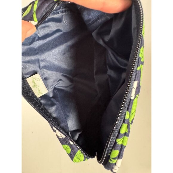 Vera Bradley Medium Cosmetic Bag In Navy & Green Floral Pattern - Picture 4 of 15